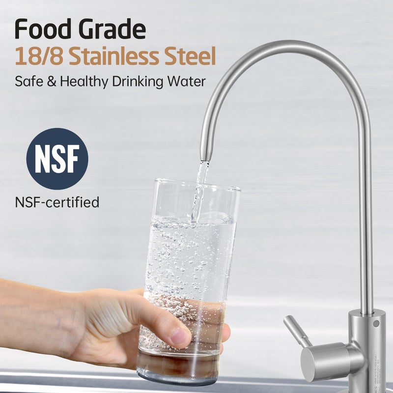 KES Drinking Water Faucet, Water Filter Reverse Osmosis Faucet for Kitchen Sink RO Faucets for Reverse Osmosis Systems 18/8 Stainless Steel Brushed Finish, Z504CLFF18-BS - Image 3